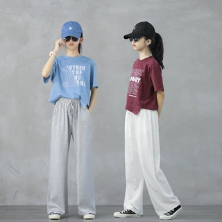 女童套装夏2025中大女童宽松阔腿裤短款修身T恤套装跨境ins高品质