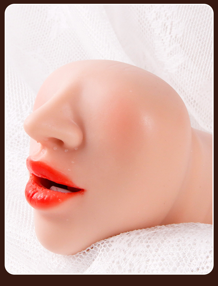 Jiuai Silicone Mouth Masturbator Cup, Manual TPE Male Pleasure Device, Flesh Tone — detail image 23