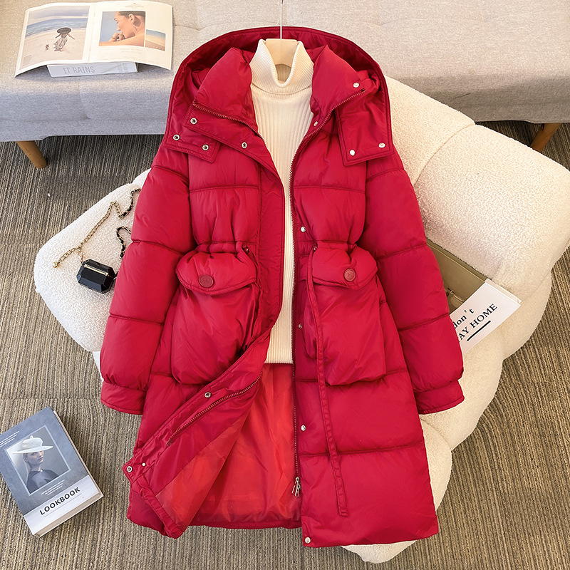 Europa y América ropa de algodón mujer 2025 invierno nuevo estilo de ropa de algodón coreana con capuchón grueso medio largo abrigo de pan suelto al por mayor image 7