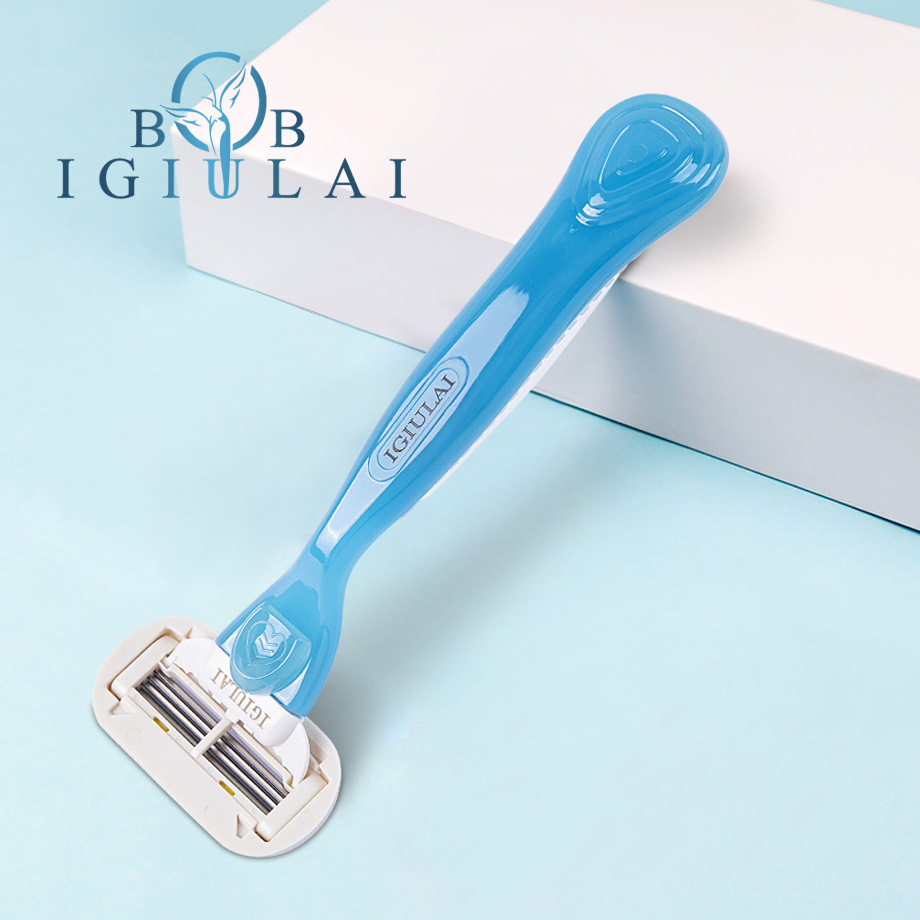 Four-layer women's razor for armpit and leg hair, manual depilatory knife with replaceable blade head, can add logo