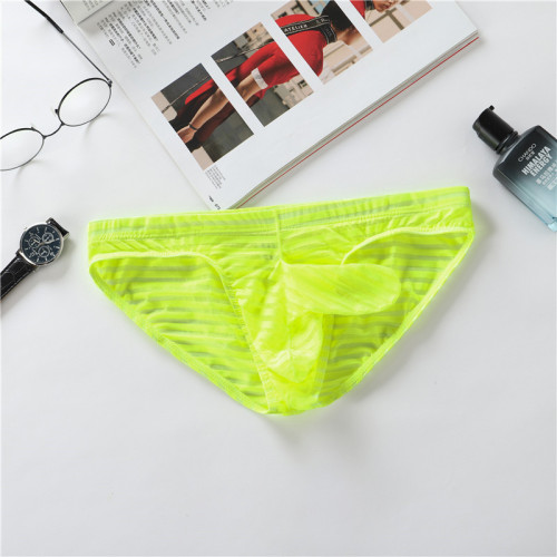 Men's jj set sexy striped mesh underwear thin breathable summer fully transparent sexy lace underwear briefs