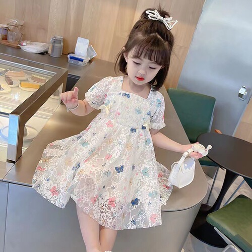 Baby Princess Dress Girls' Summer Dress 2024 New Children's Fashion Children's Skirts Summer Short Sleeve Chiffon Dress