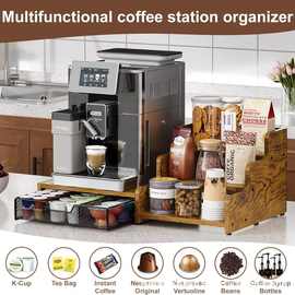 跨境木质咖啡胶囊收纳架厨房台面调料瓶置物架铁艺精油多层收纳架