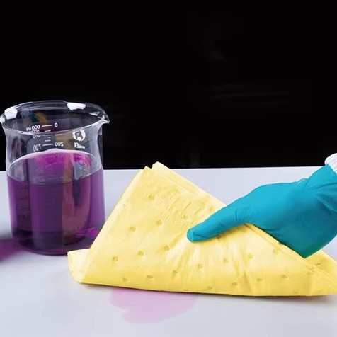 化学品吸液棉黄色吸酸碱危险品吸附棉万用型吸收棉吸酸棉