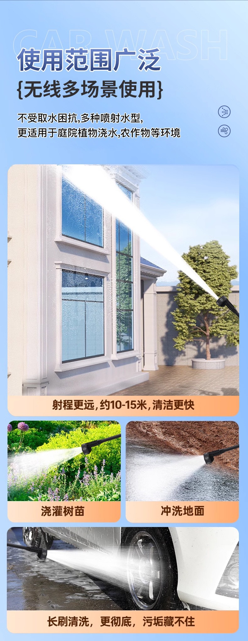 Multi-function car wash high-pressure cleaning machine cross-border explosions car wash machine brushless multi-function car wash machine lithium battery wireless cleaning