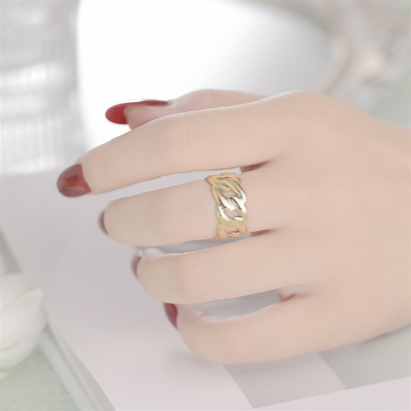 Simple Style Waves Titanium Steel Open Ring display picture 1