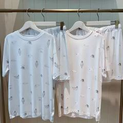 ソフト新アイスクリームモーダルプリントソフトラウンドネックシールかわいい半袖ショーツパジャマ女性用ホーム
