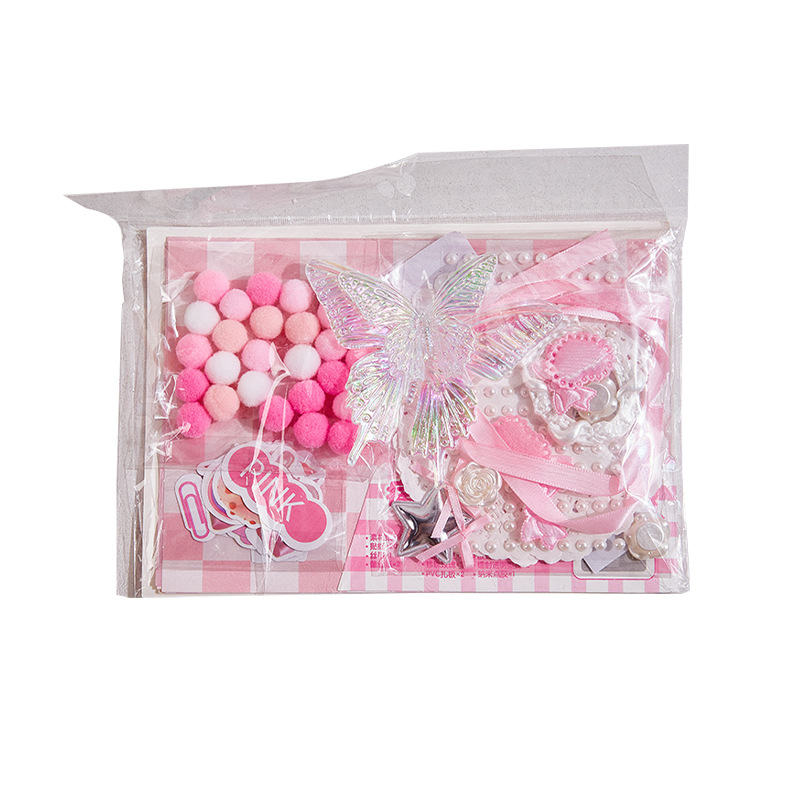 Bolso de lápices, paquete de dolor de bricolaje, paquete de material, barra de mijo, decoración de insignias, bolso de lazo de viento dulce, bolso de material hecho a mano para niñas