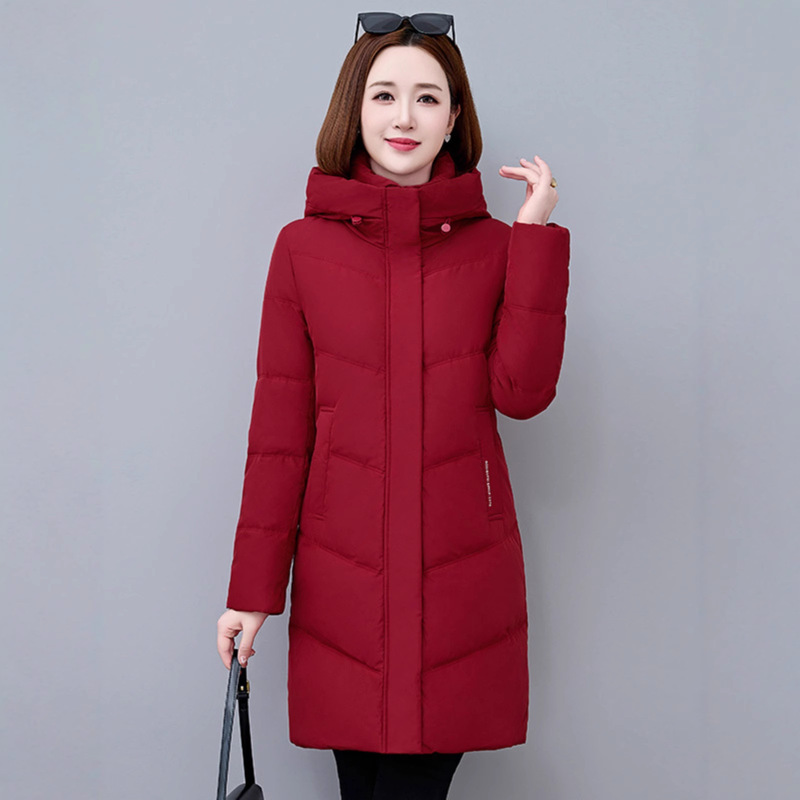 Authentic Off-The-Shelf down Jacket for Middle-Aged and Elderly Women, Mid-Length 2025 New Style, Slimming Look and Thickeneded Women's Jacket, Trendy