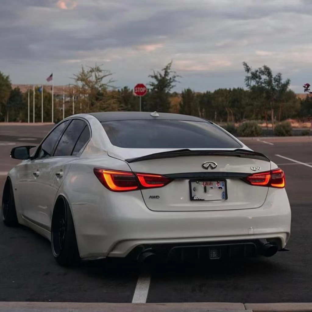SuitabLe for 14-21 Infiniti Q50 Rear Wing Q50L Modified Bright BLack BLade/PSM Fixed Wind Wing Without Punching