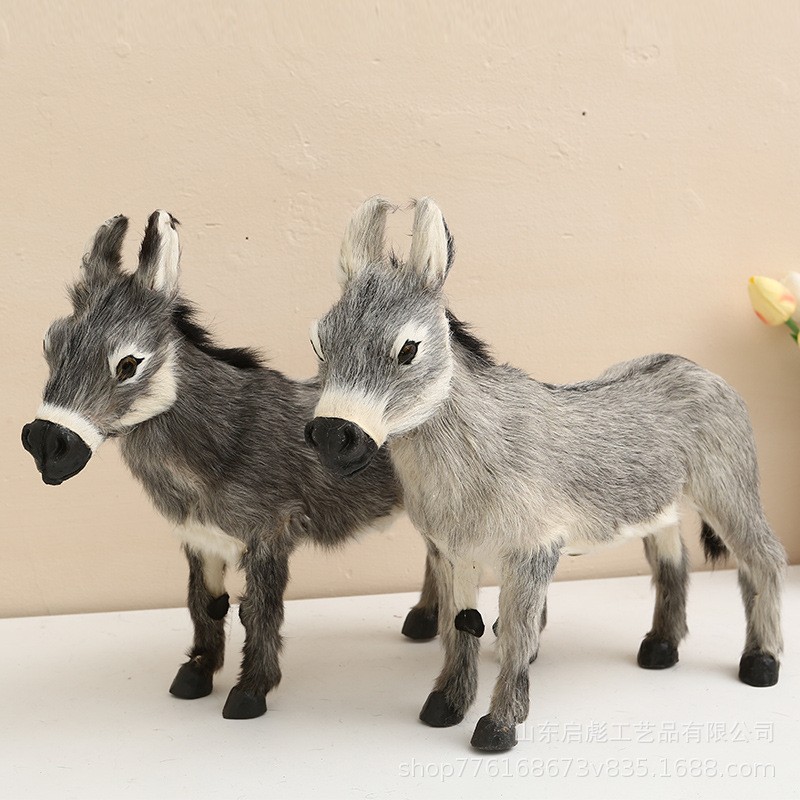 送朋友礼物仿真小毛驴动物摆件灰驴橱窗摆件陈列品教学模具毛驴