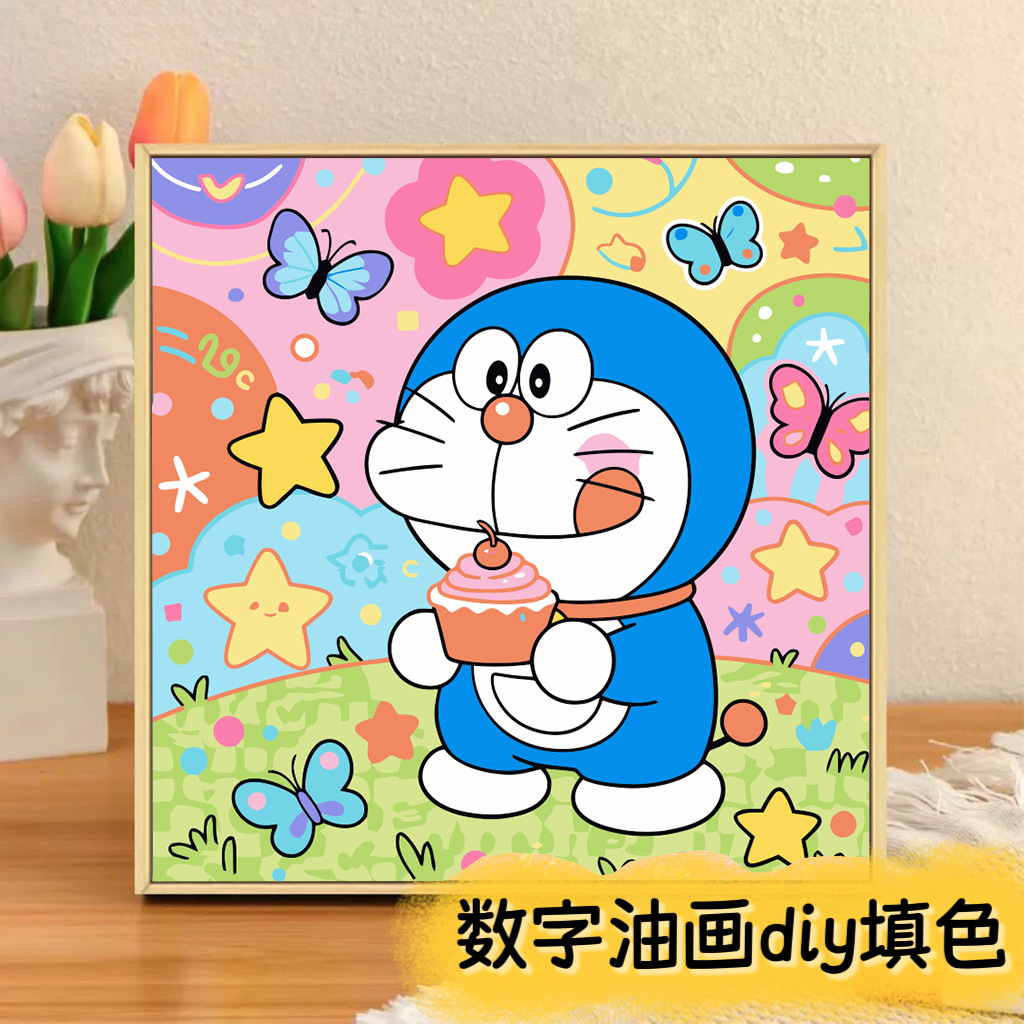 El niño prodigio de Nezha Naohai Diy pintura al óleo digital para colorear a mano Anime Ao Bing Nezha pintura al óleo pintura decorativa