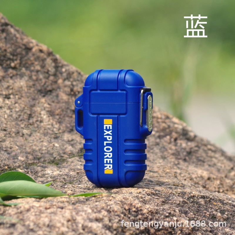 Camping transfronterizo al aire libre a prueba de viento a prueba de agua arco pulso de doble arco encendedor electrónico de cigarrillos USB encendedor recargable