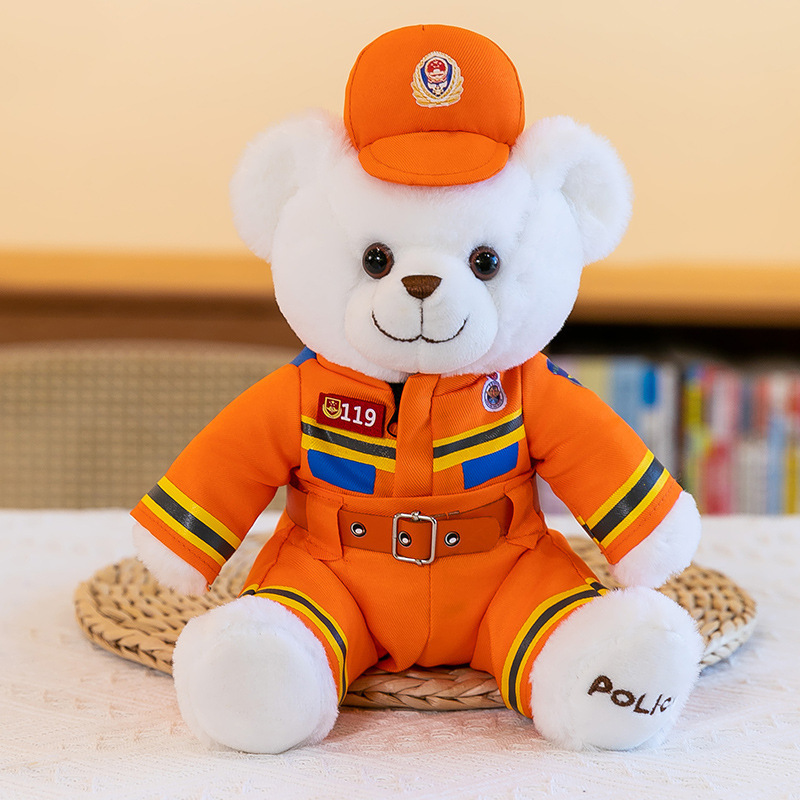 Uniforme de policía de emergencia de bomberos de policía Teddy Bear muñeca Jewel muñeca juguete de peluche regalo