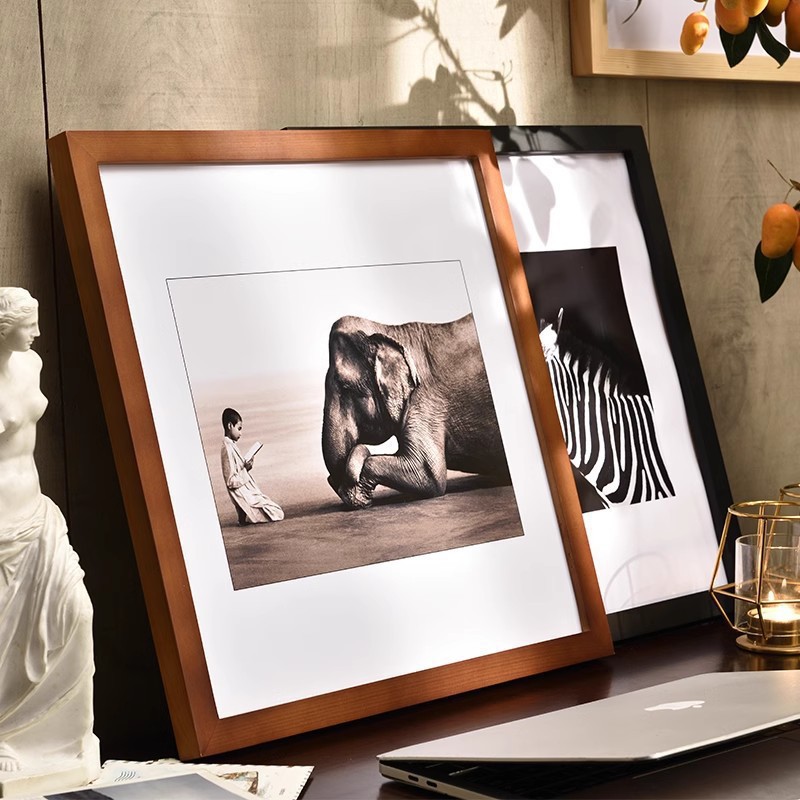 Picture Frame Framed Photo Frame Wall Hanging Solid Wood Table Simple Square Zhehui