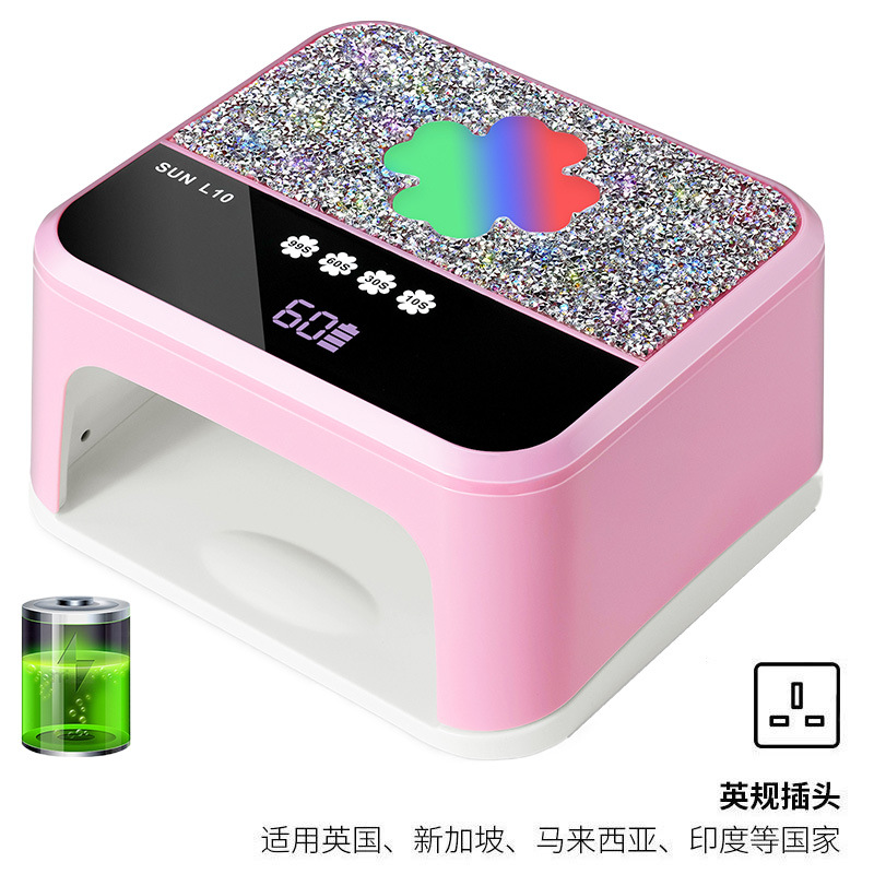 Comercio exterior lámpara de manicura de diamantes almacenamiento de energía LED luz de fototerapia de inducción inteligente goma de manicura tienda de manicura recargable lámpara de manicura