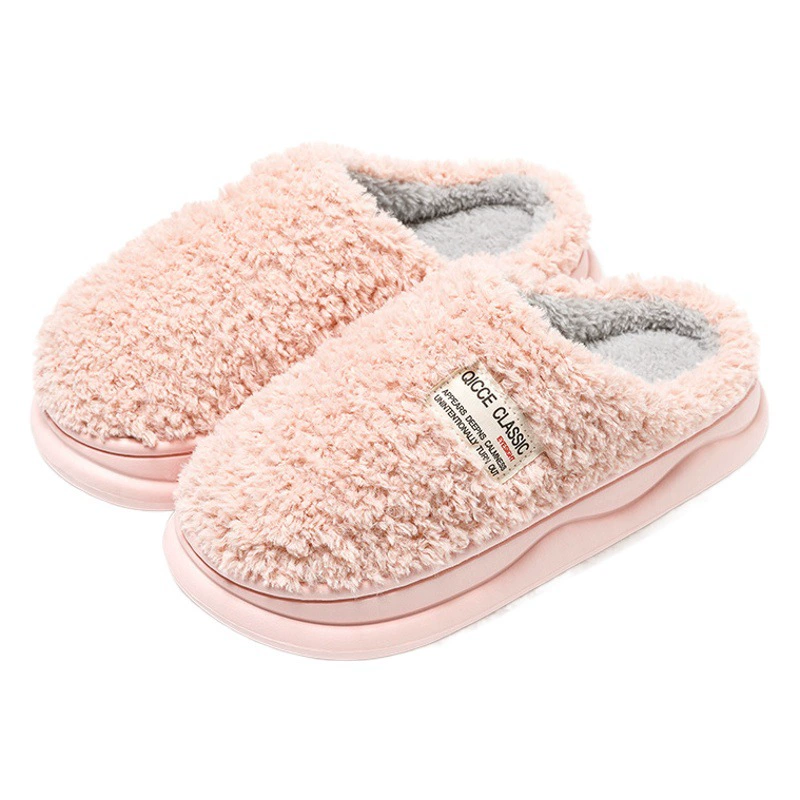 Новые домашние тапочки 2025 года: легкие, плюшевые, с закрытым носком, на толстой подошве, теплые и нескользящие, меховые хлопковые тапочки для пар, оптом для женщин