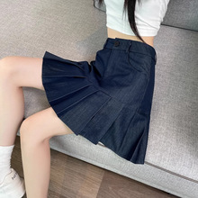 牛仔半身裙女2025夏季新款大码百褶设计感A字短裙小众拼接包臀裙