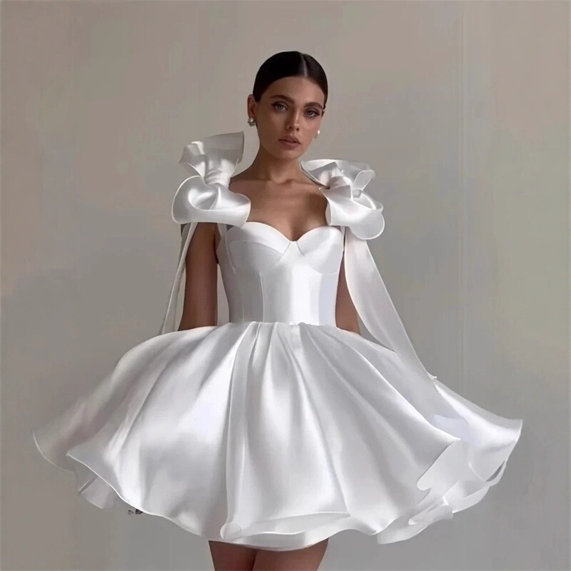 Cross-border dress with bow design, short elegant style for birthday parties, AliExpress strapless evening gown Cross-border dress with bow design, short elegant style for birthday parties, AliExpress strapless evening gown