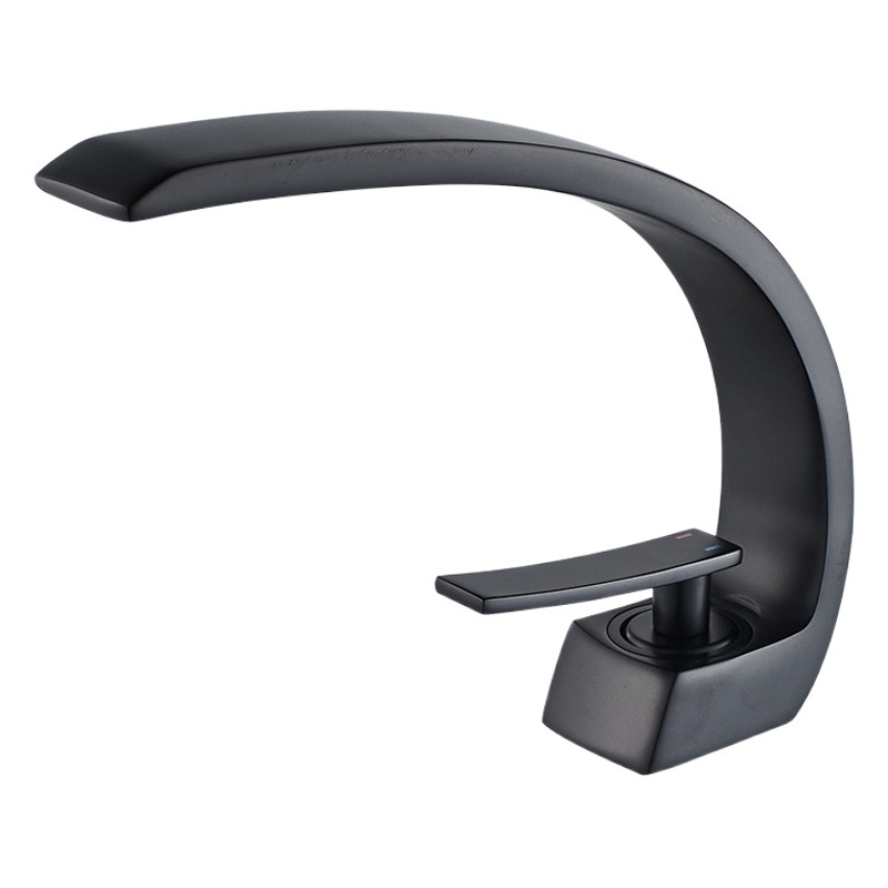 Negro Cuenca del grifo caliente y fría fregadero de cobre lavabo inodoro grifo creativo Nórdico