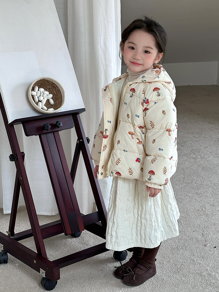 Invierno nuevo chaqueta de plumón para niños niñas niñas bebés de color nórdico de dibujos animados abrigo de algodón