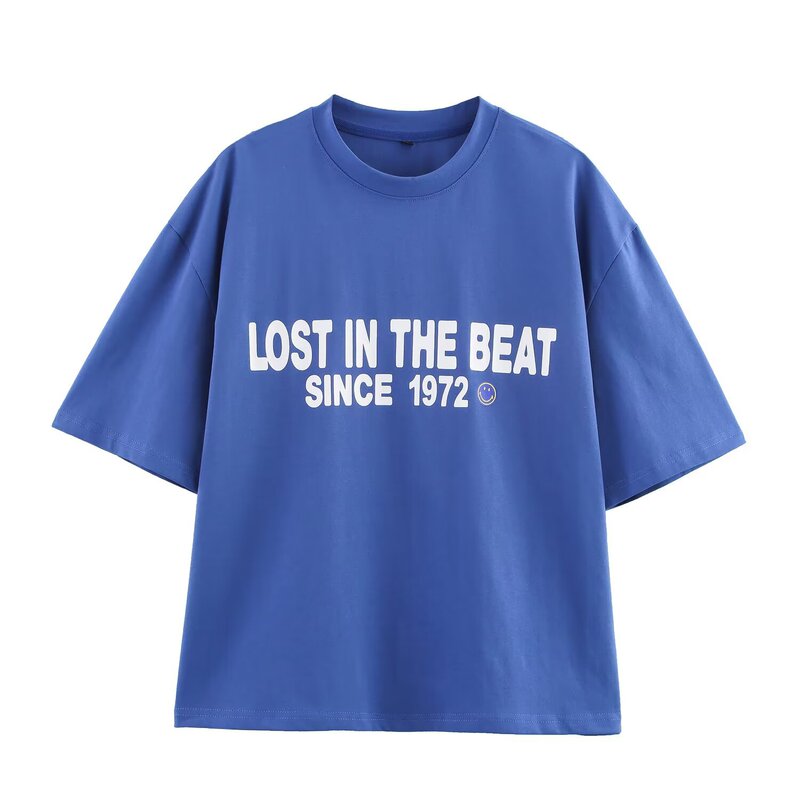Zr Women's European and American Style 2025 Spring New Classic Chest Letter Print Round Neck Casual Short-Sleeved T-Shirt Zr Women's European and American Style 2025 Spring New Classic Chest Letter Print Round Neck Casual Short-Sleeved T-Shirt