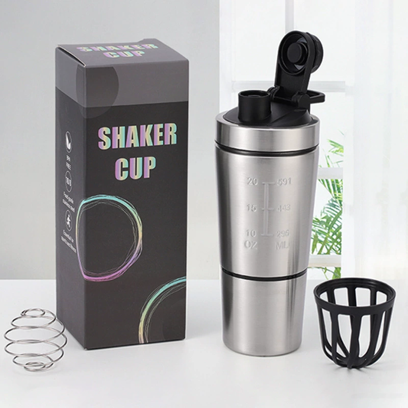 Однослойная бутылка протеинового порошка из нержавеющей стали с решеткой для хранения