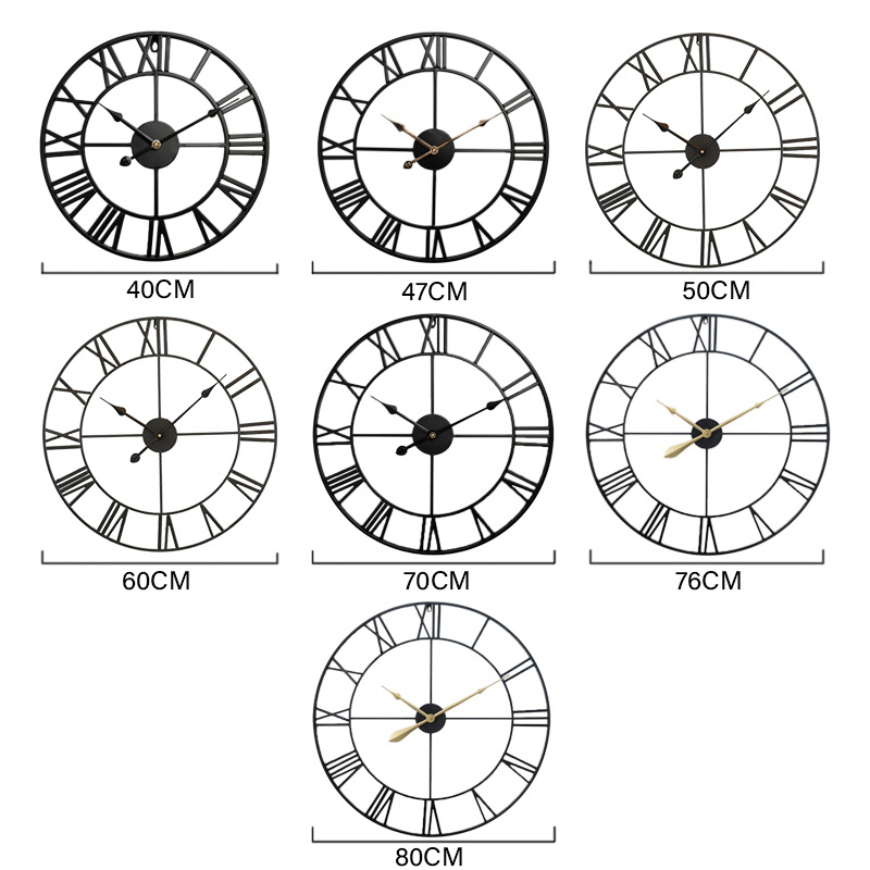 欧式挂表简约客厅时钟 铁艺静音数字挂钟 创意装饰钟表跨境clock详情11