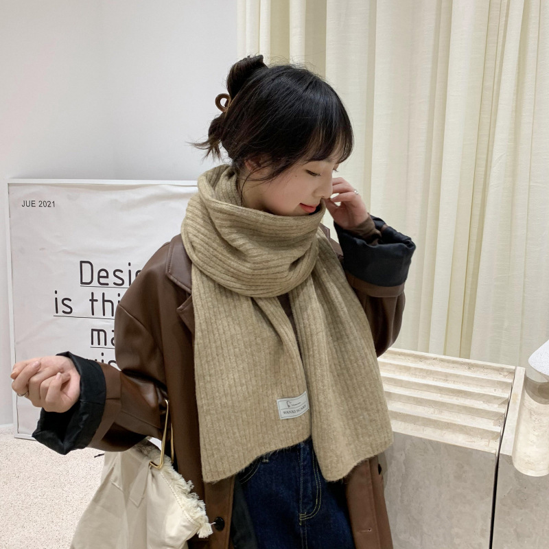 Solid Color Thick Wool Knit Scarf NSCM101066