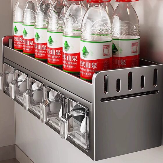 Kitchen Seasoning Rack Non-Punch Wall-Mounted Multi-Function Seasoning Combination suit Seasoning Box Jar Kitchen Household
