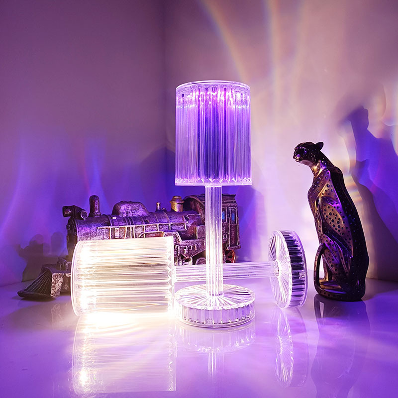 Cristal Rosa lámpara de mesa táctil grande carga control remoto noche Pat luz del faro acrílico al por mayor