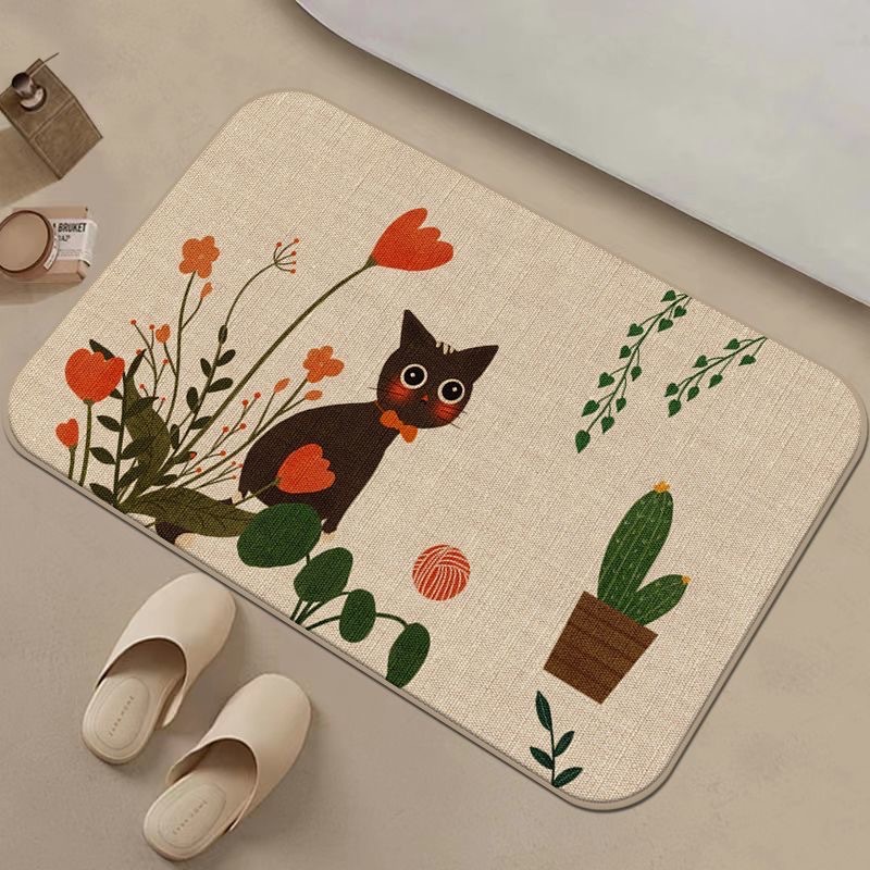 Cross-border Linen Floor Mat Bathroom Anti-slip Mat Door Mat Household Bathroom Absorbent Wear-resistant Washable Door Mat