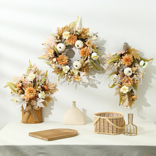 跨境秋季花环向日葵南瓜感恩节装饰农舍户外装饰家居场地布置