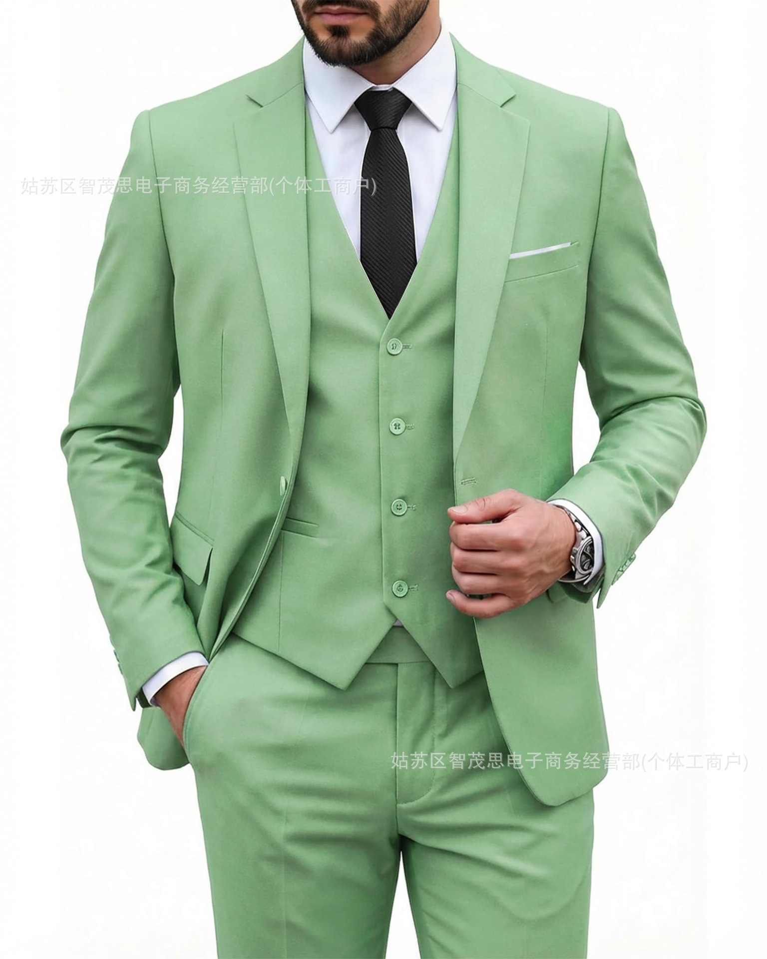 Fluorescent green suit + vest + pants / XS