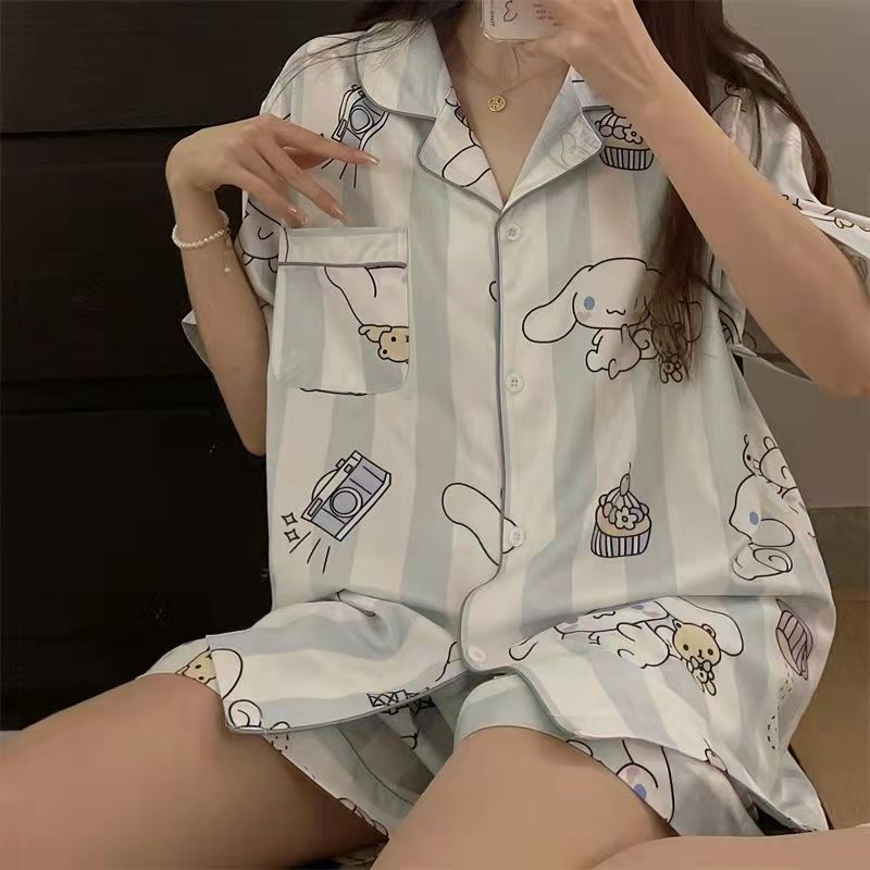 Tailandia Pijamas de las mujeres del sudeste asiático pantalones cortos de manga corta transfronteriza verano ropa para el hogar ins estilo coreano traje de dos piezas