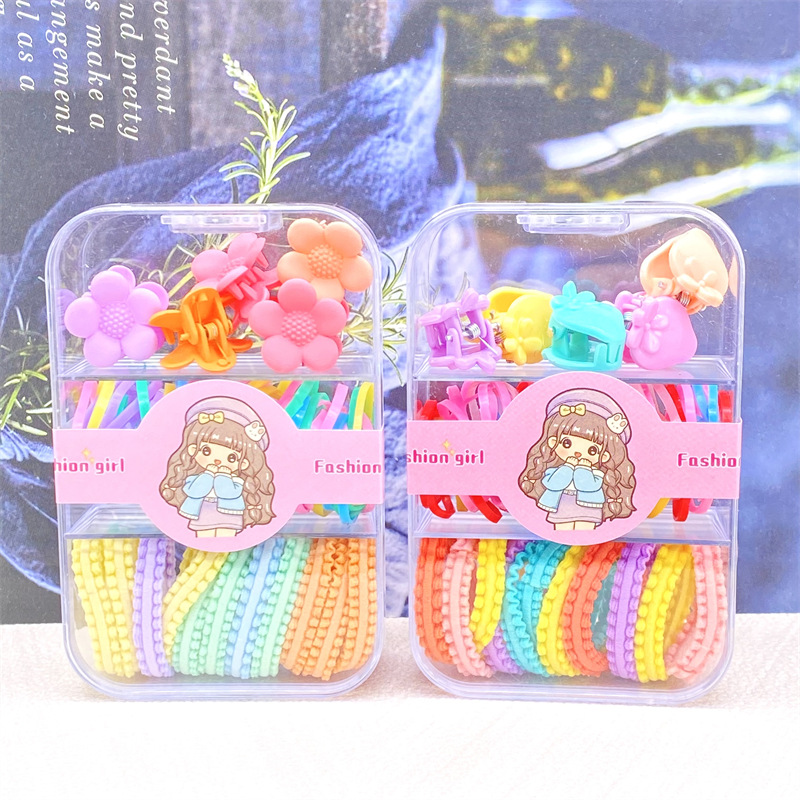 Banda de goma para niños en caja Cuerda para la cabeza para niños, lazo para el cabello para niñas, banda de goma para niñas, el cabello del bebé no daña el pulgar