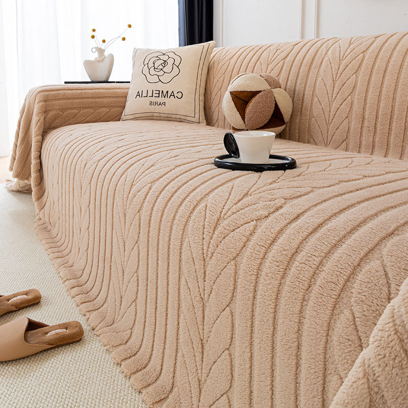 Otoño y invierno toalla de sofá gruesa, almohadilla de sofá de color sólido, toalla de sofá antideslizante y resistente al desgaste, toalla de sofá antideslizante, invierno grueso