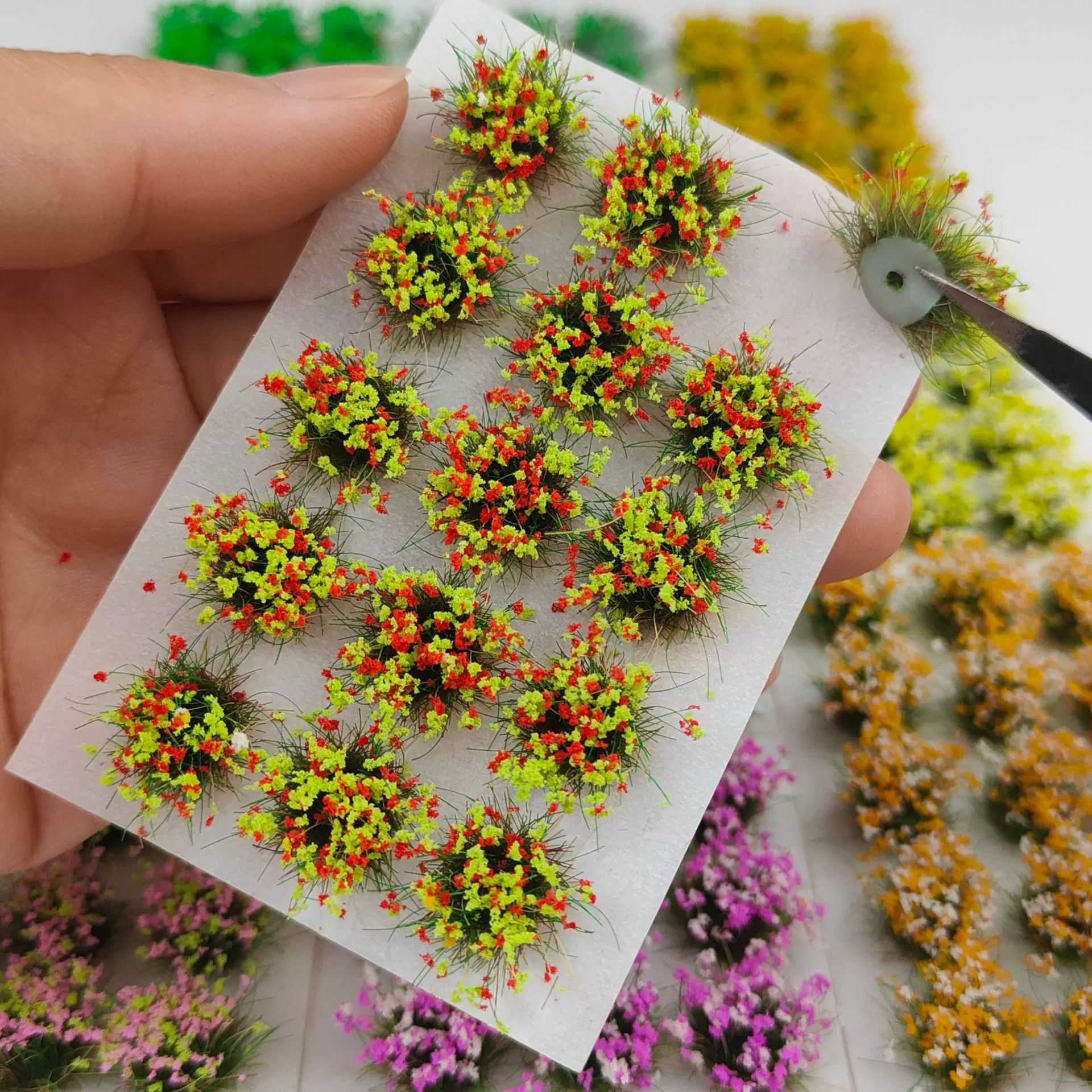 10mm花簇花草仿真草簇微缩景观diy手工制作花卉植物沙盘建筑模型