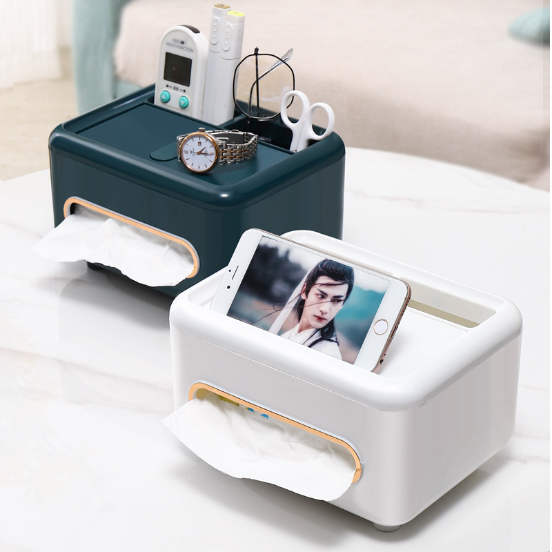 Caja de toallas de escritorio, caja de extracción de papel de lujo, caja de almacenamiento de control remoto multifuncional, almacenamiento de toallas domésticas