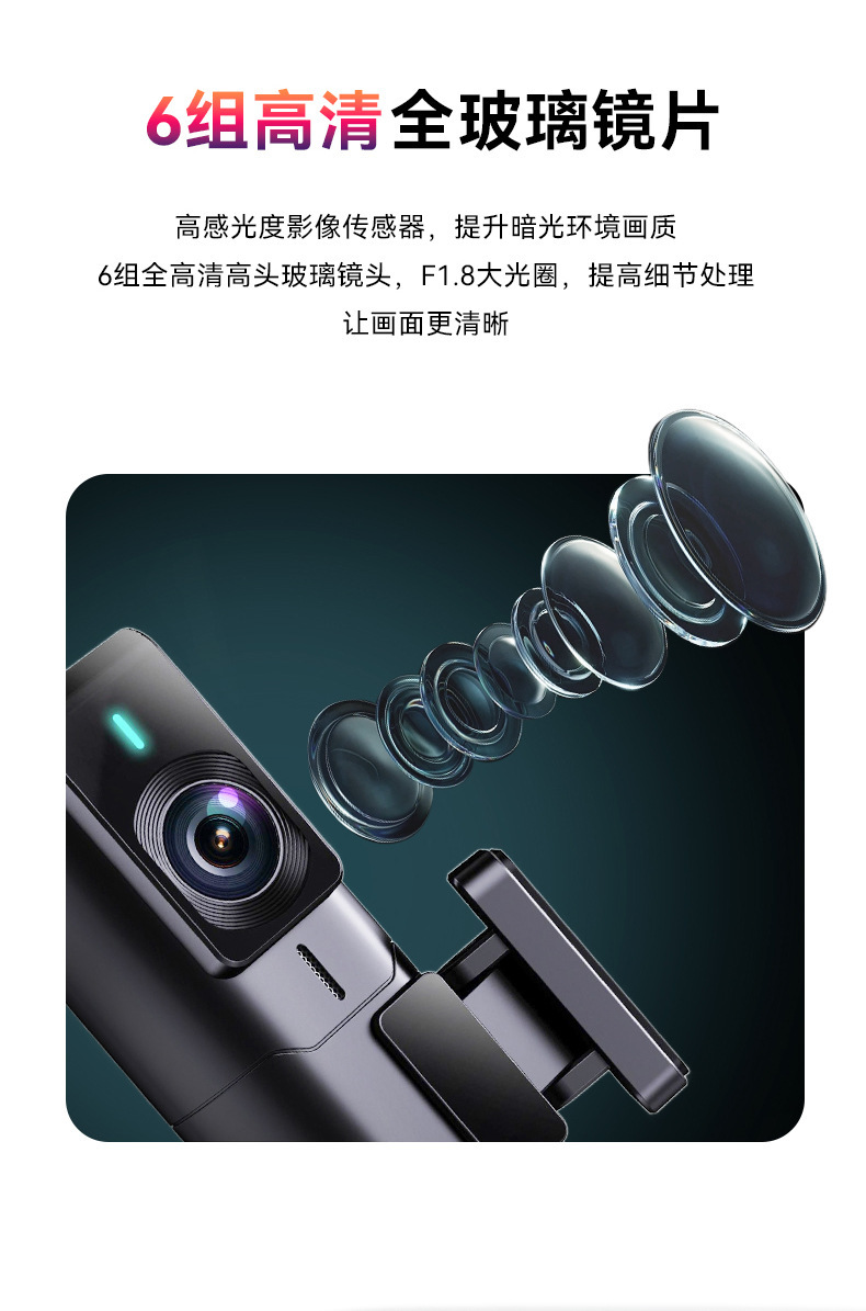 Hidden 4K Ultra-clear Dash Cam with Front and Rear Dual Recording, Night Vision, WIFI Mobile Phone Connectivity, Voice Control Car Device