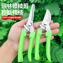 绿色新款不锈钢修枝剪园艺剪葡萄摘果剪园林果树嫁接剪花椒采摘剪