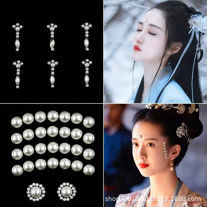 Pearl Patch Face Makeup Patch Eye End Patch Diamond Eye Decoration Face Diamond Patch Forehead Eyebrow Patch Stage Makeup Bright Diamond