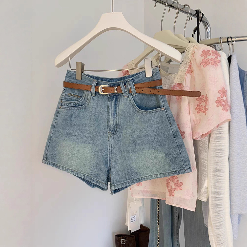 Summer Vintage Distressed Denim Jeans for Women, Hot Pants, Wide-Leg Ultra-Short Shorts, High-Waisted Straight A-Line Pants