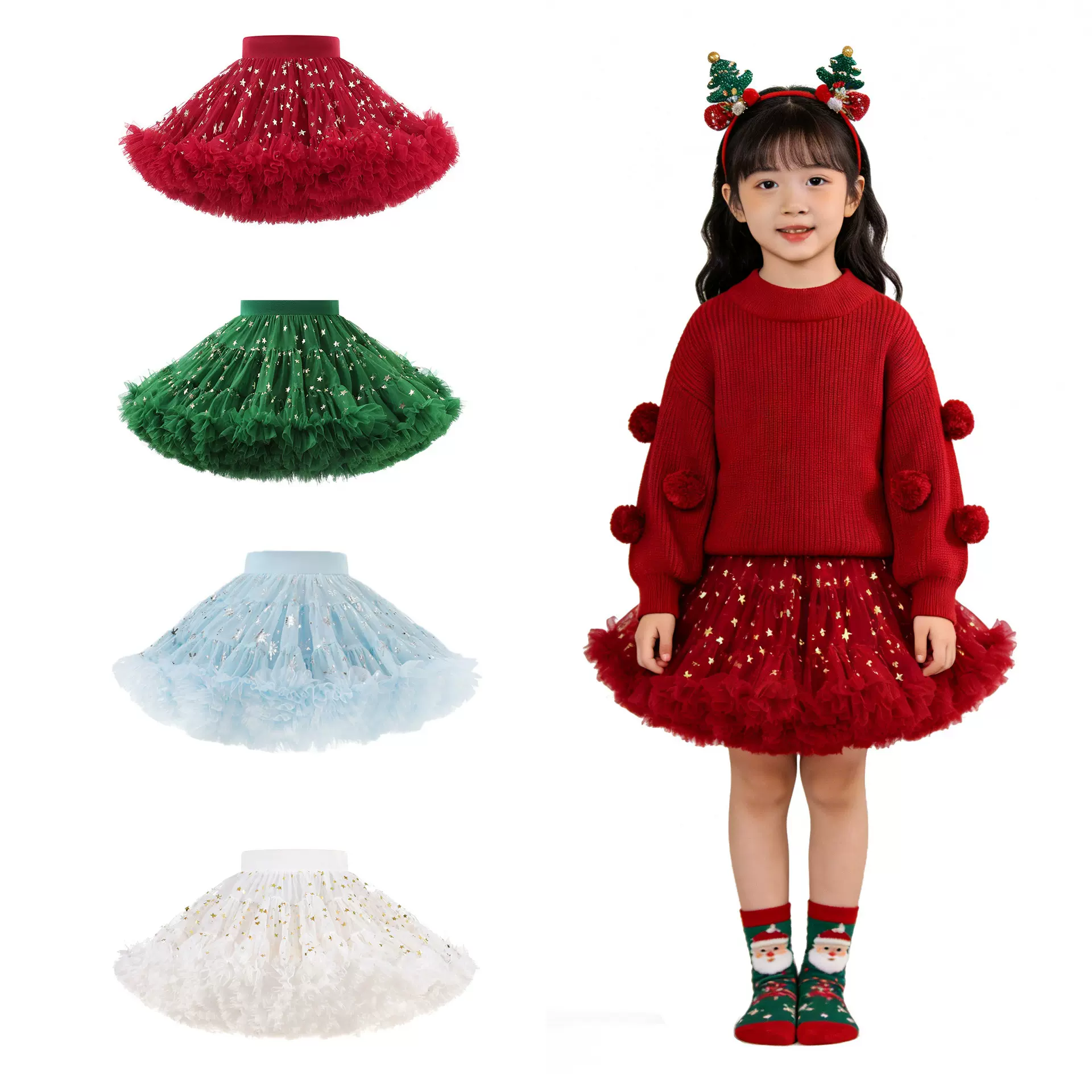 星星突突裙蓬蓬裙二代tutu裙女宝宝公主裙儿童女童半身裙一件代发