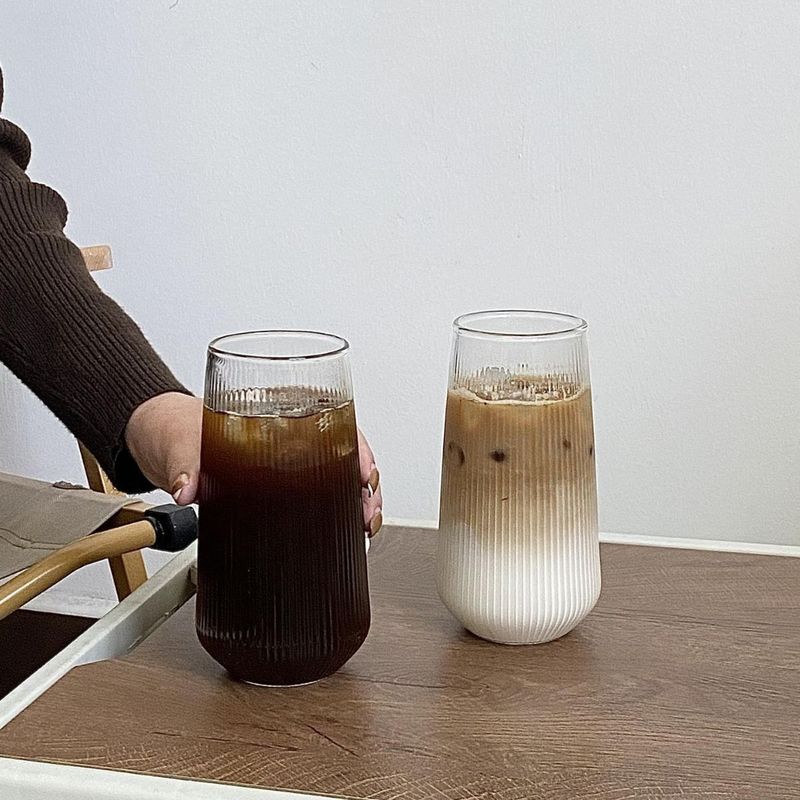 高颜値ストライプグラスレストラン冷飲カップ気泡カップ果物飲料カップ耐熱ラテコーヒーカップ|undefined