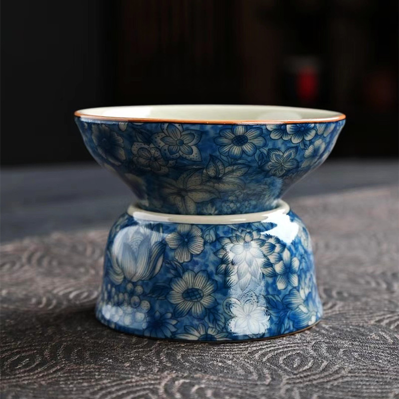 Blue and white porcelain tea leakage tea filter combination old…