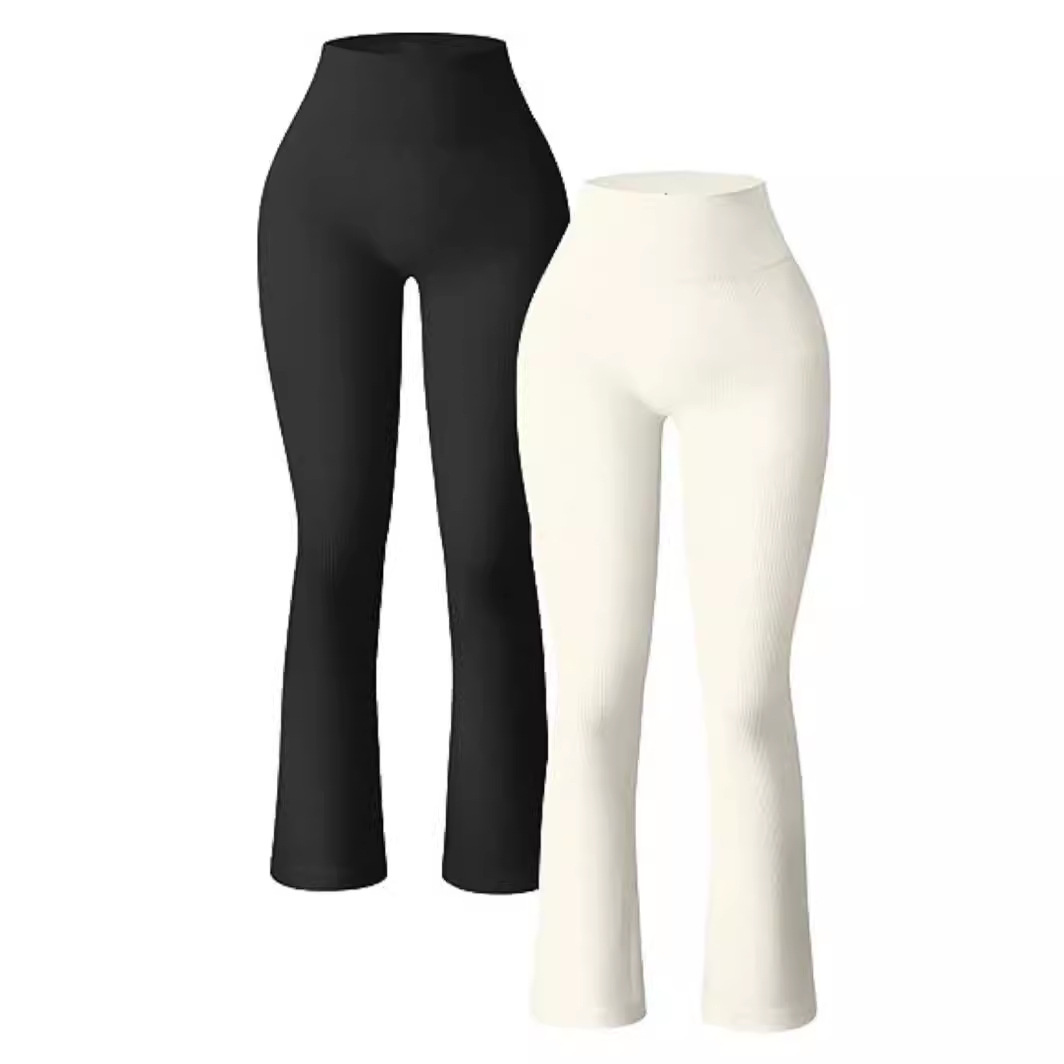 Europa y América transfronteriza 2023 deportes casual yoga pantalones costilla entrenamiento cintura alta pantalones acampanados polainas pantalones para mujeres image 7