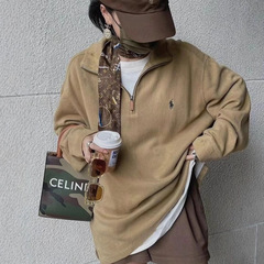 天花板24SS拉夫RL小马标半拉链高领长袖针织卫衣男女同款拉链上衣