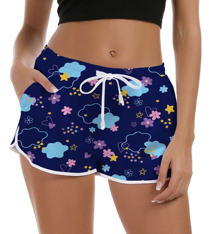 夏アマゾン AliExpress カジュアルクラウドスタースイート 3D デジタルプリントレディースショーツ温泉ビーチパンツ|undefined