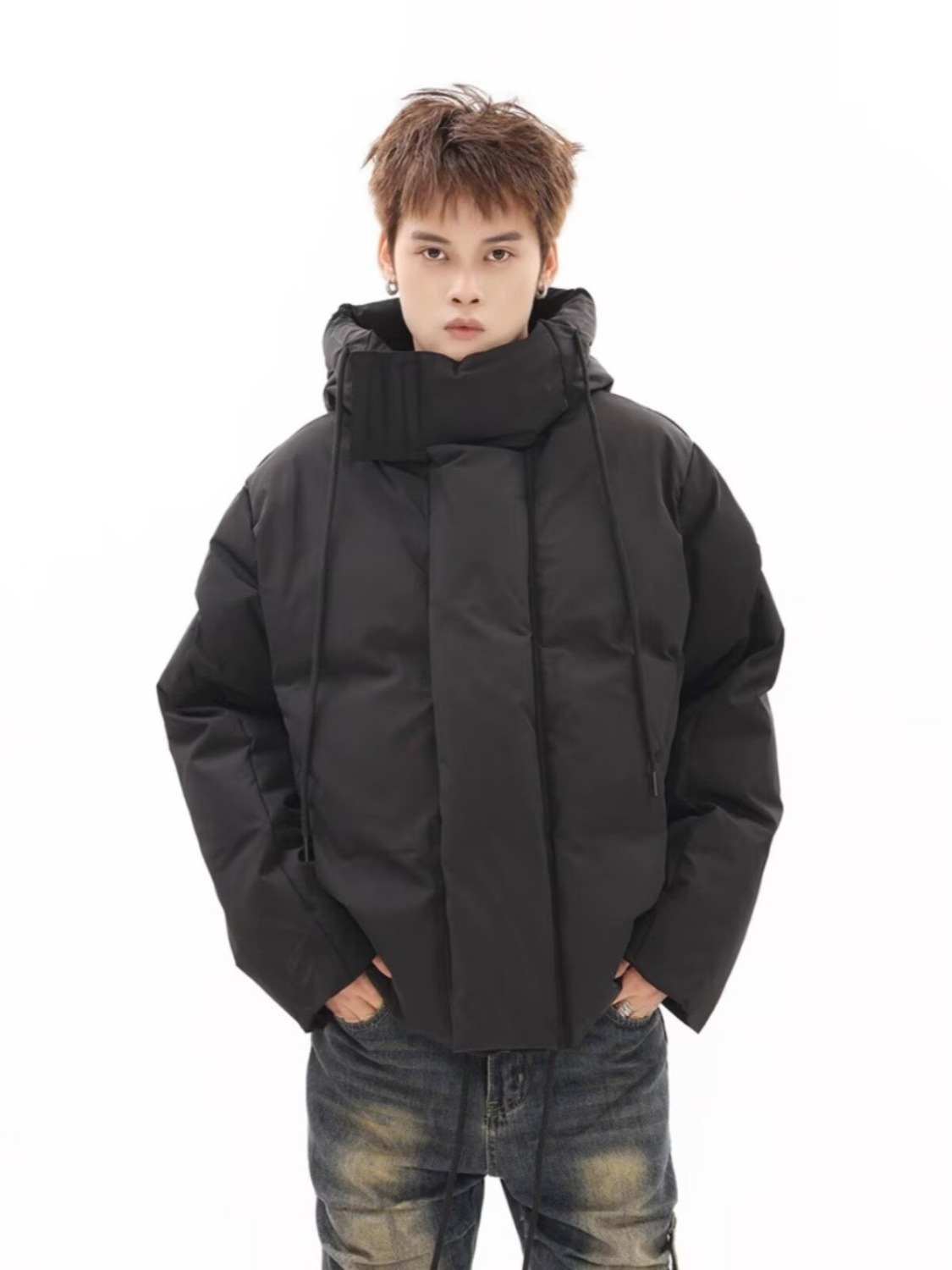Cross-border winter hooded thick cotton jacket for men, warm, sty
